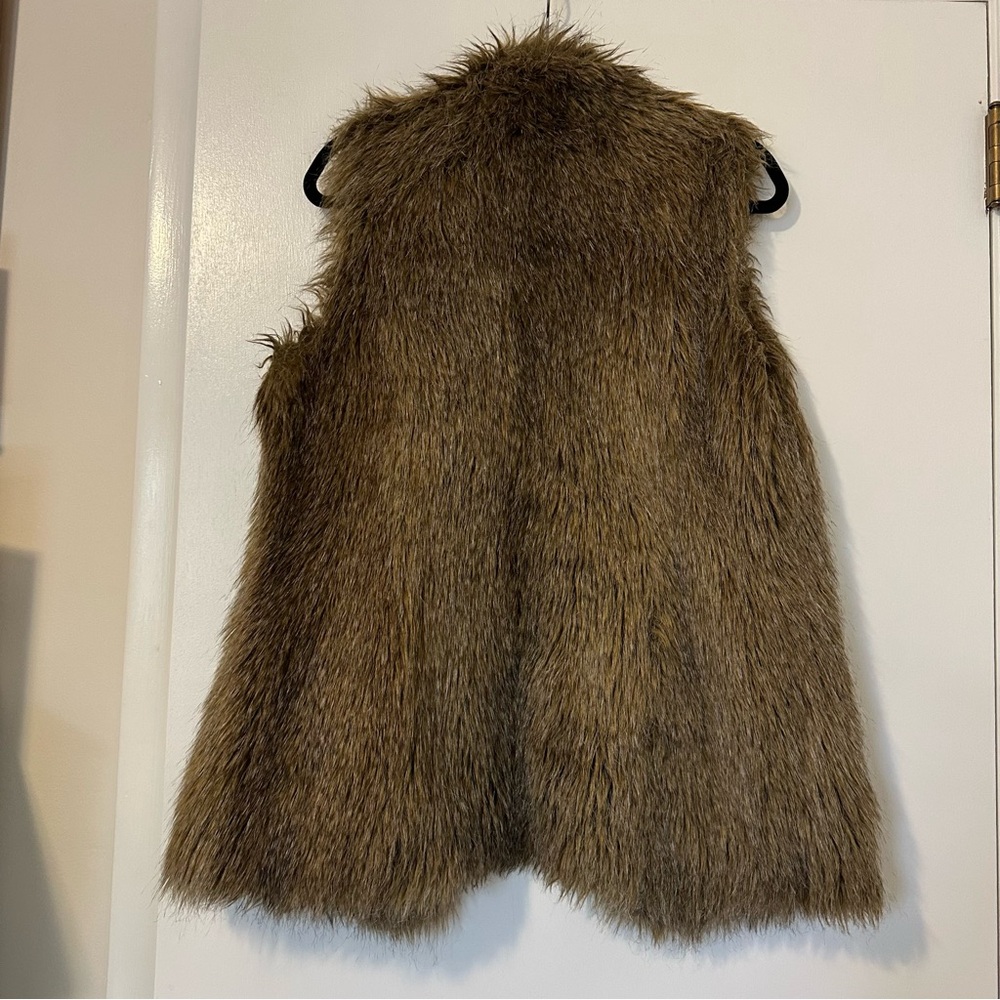 Rachel Zoe Faux Fur Sleeveless Vest Brown Womens Small Lined - Picture 7 of 8